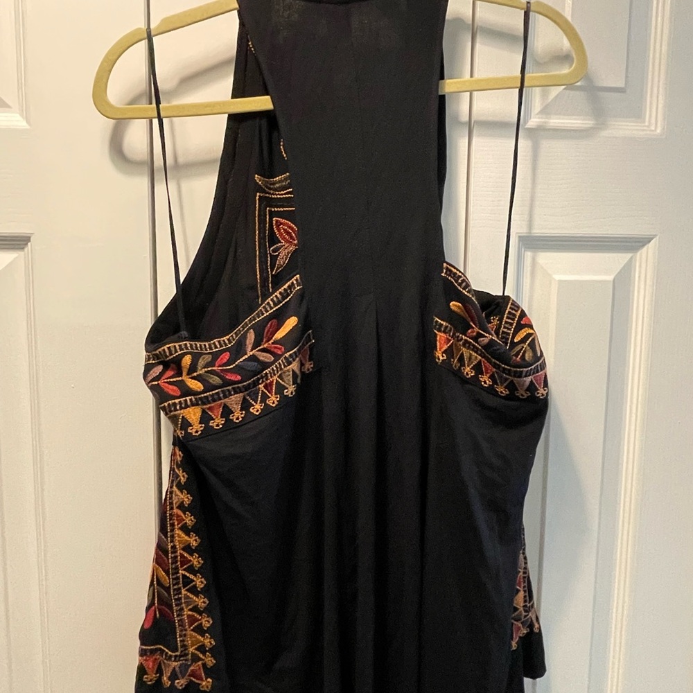Free People Black and Gold Embroidered Tank Top - Picture 2 of 6
